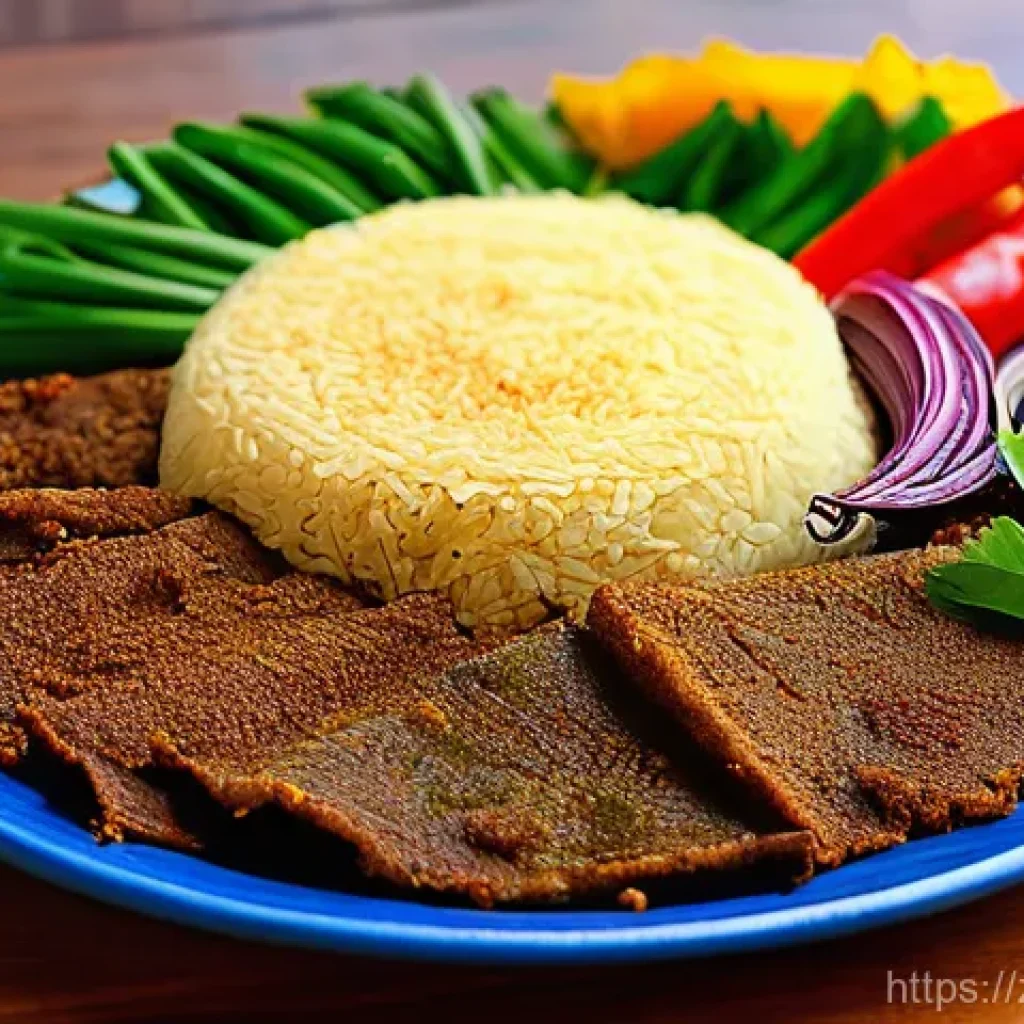 에리트레아의 식습관 - **Prompt 1: The Eritrean "Magic Carpet" Feast**
    A vibrant, eye-level shot of a large, round comm...