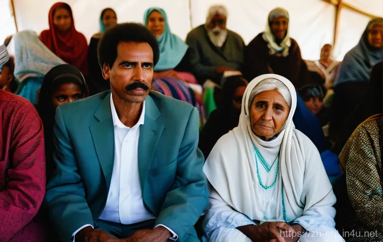 에리트레아의 장례 문화 - **Prompt:** "A heartfelt scene of family and community unity at an Eritrean mourning gathering. A di...