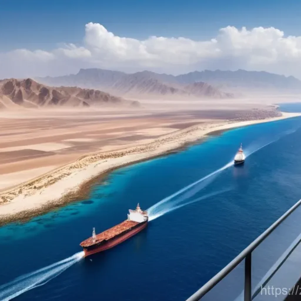 에리트레아와 주변국의 외교 관계 - **Prompt:** A high-angle, panoramic shot of a vibrant, strategically critical coastline along the Re...