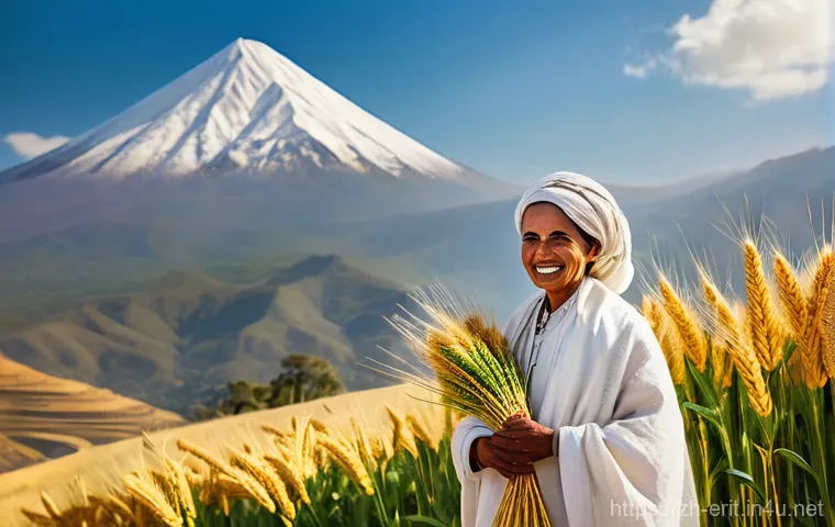 에리트레아의 신화 이야기 - **Prompt 1: The Tigrinya Harvest Blessing in the Central Highlands**
    "An epic, highly detailed i...