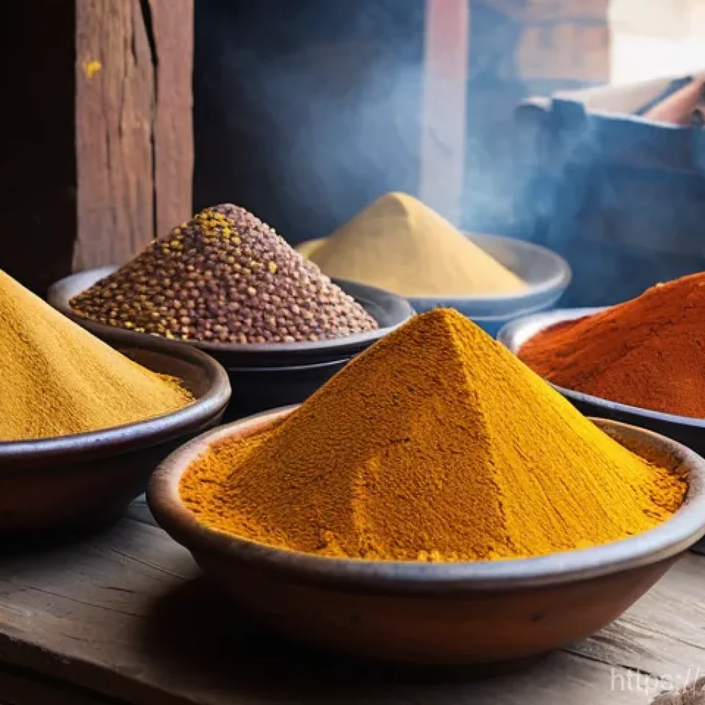 에리트레아의 향신료 생산 - **Vibrant Eritrean Spice Market Scene:**
    A bustling and colorful Eritrean spice market. Focus on...