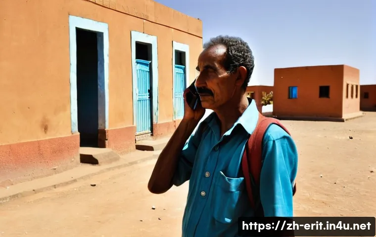 에리트레아의 모바일 통신 - **Prompt 1: The Quest for a SIM Card in Eritrea**
    "A long, winding queue of Eritrean people, div...