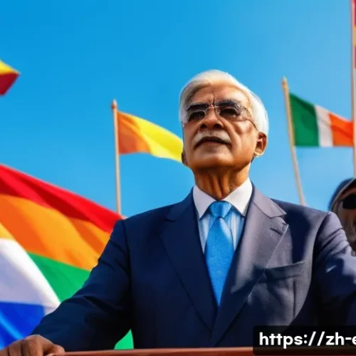 에리트레아의 유명 정치인 - A dignified political leader standing confidently on a podium during an independence rally, wearing ...