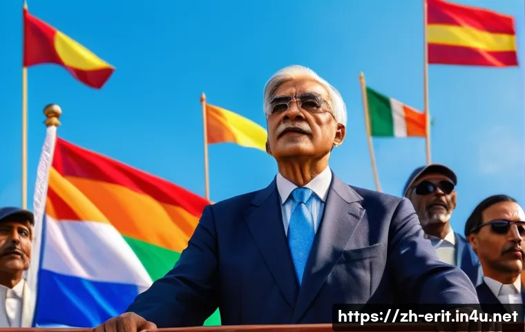 에리트레아의 유명 정치인 - A dignified political leader standing confidently on a podium during an independence rally, wearing ...