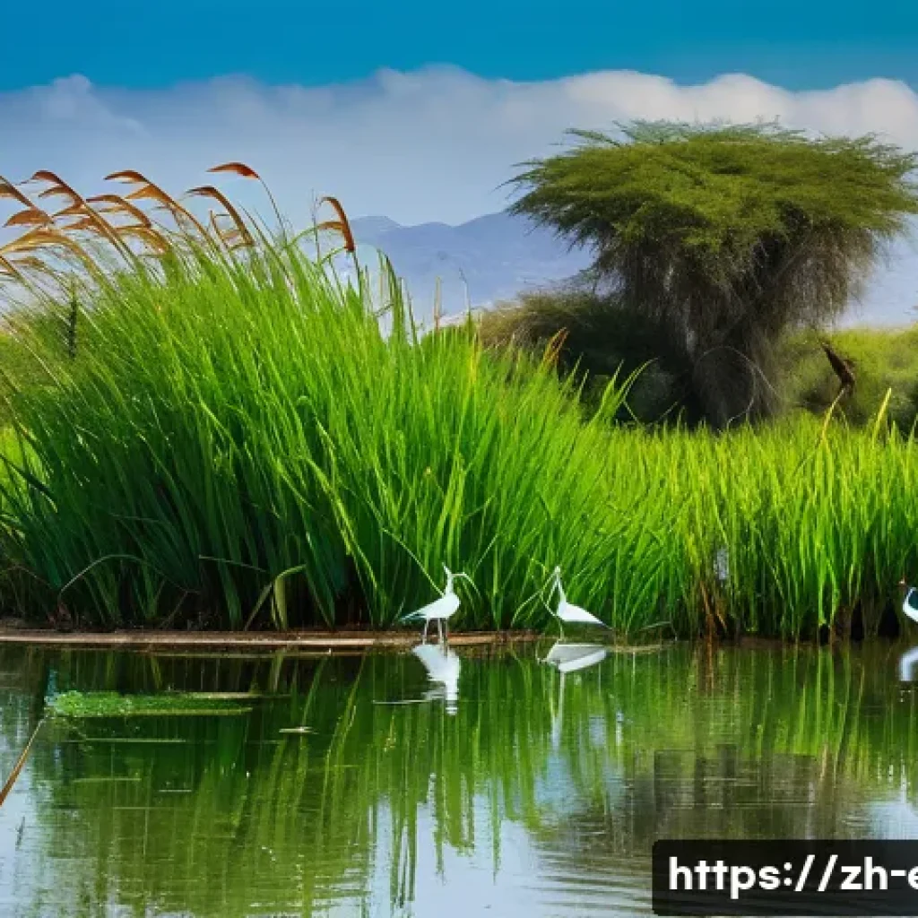 에리트레아의 조류 관찰 - A vibrant wetland scene in Dankuli, Eritrea during late rainy season, featuring a wide expanse of sh...