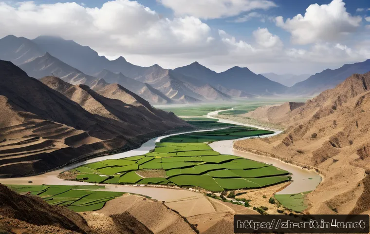 에리트레아 지역 간의 갈등 - A detailed landscape depicting a rugged border region between Eritrea and its neighbor, featuring in...