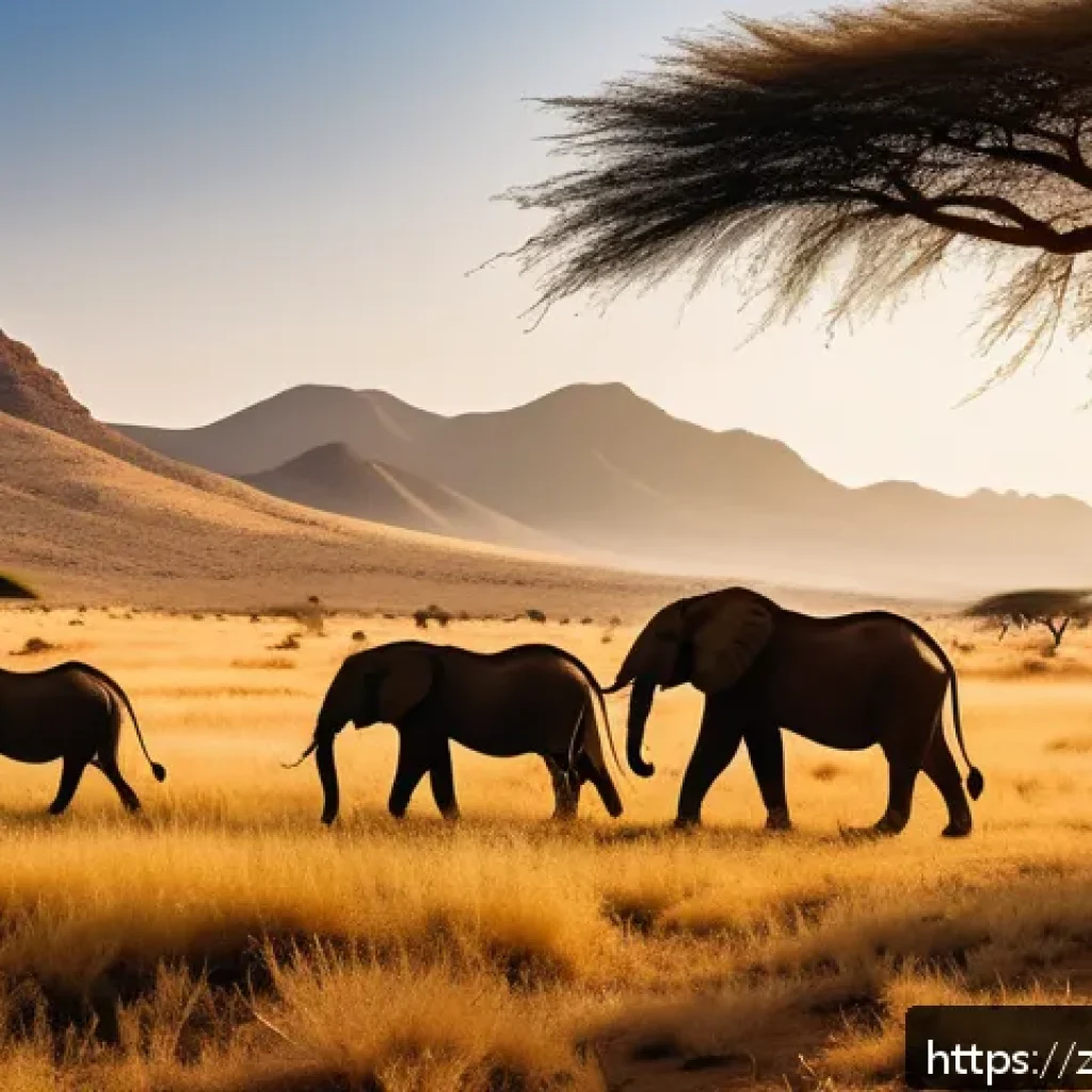 에리트레아에서 사파리 체험 - A breathtaking panoramic scene of Eritrean grasslands at golden hour, showcasing a diverse group of ...